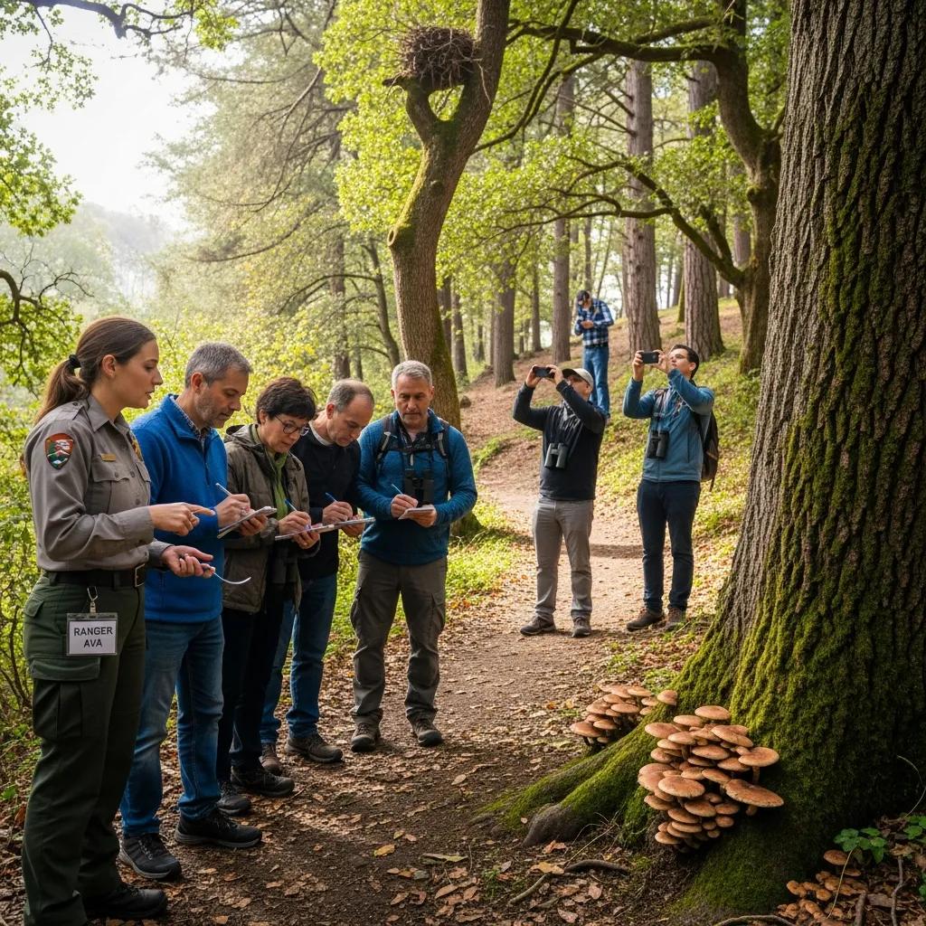 Members enjoying an exclusive outdoor event with nature in the background